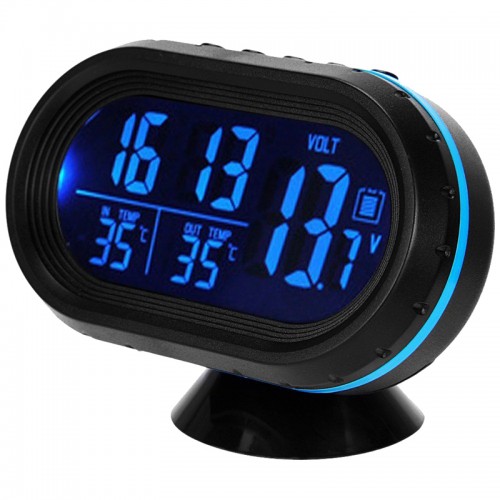 VST - Digital Clock Car Thermometer Lcd Voltage Meter Monitor Clock Freeze Alert